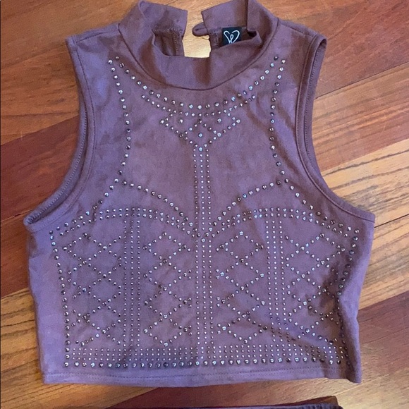 Mauve studded crop top and skirt set! - Picture 2 of 8